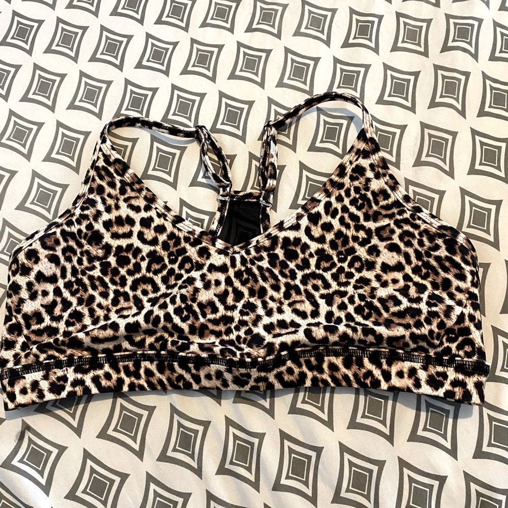 Zyia cheetah racer back sports bra. Can be worn as swim top
